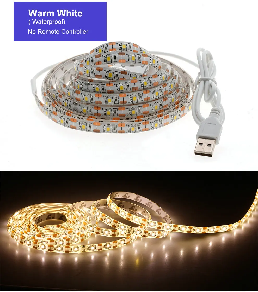 Праздничный светильник с USB, светодиодный светильник, 50 см, 1 м, 2 м, 3 м, 4 м, 5 м, RGB, белый, теплый, белый, Светодиодная лента, Рождественская елка, декоративный Сказочный светильник s