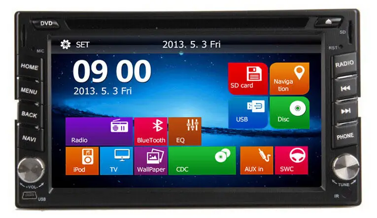 6.2 дюймов TFT 2 Din Dvd-плеер Автомобиля GPS MP5/MP4/USB/SD Bluetooth FM/AM Радио Аудио автомобиля для