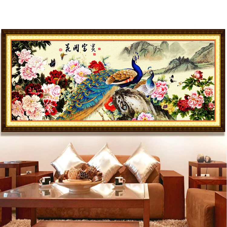 

120 Needlework set full Embroidery Cross stitch,Embroidery kit,Rich Peacock bird flower Animal plot Scenic Cross-Stitch painting