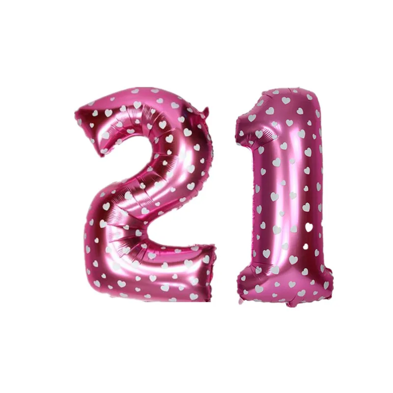 pink21 32 дюймовые воздушные шары из фольги, большие цифры, гелиевые шары, 16, 18, 21, день рождения, товары для вечеринок, свадебные украшения - Цвет: pink21