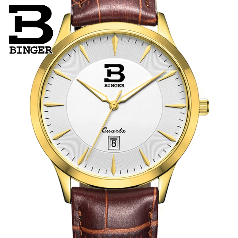 

Switzerland men's watch luxury brand BINGER business quartz full stainless steel Water Resistance Wristwatches B3005M-5