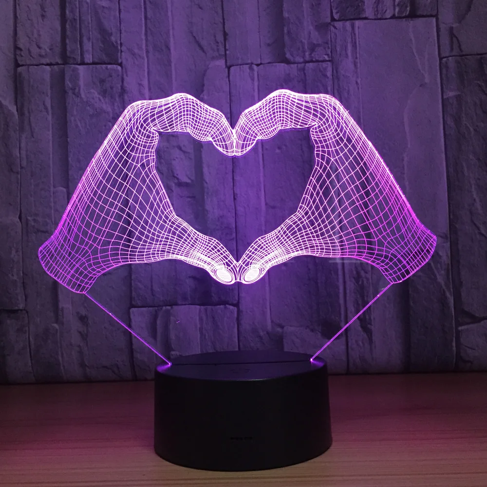 

Loving Gesture 3D Night Light With Remote Touch Switch 7 Colors Led Table Lamp For Child Girl Friend Gift
