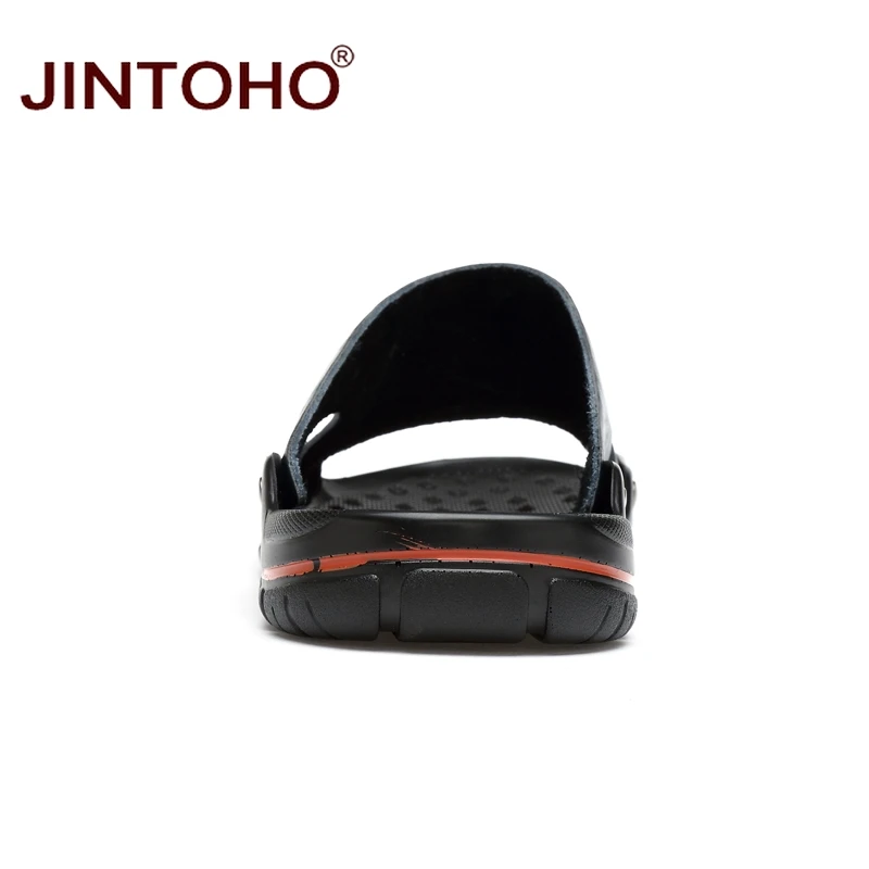 JINTOHO высококачественные мужские слиперы из натуральной кожи модные резиновые