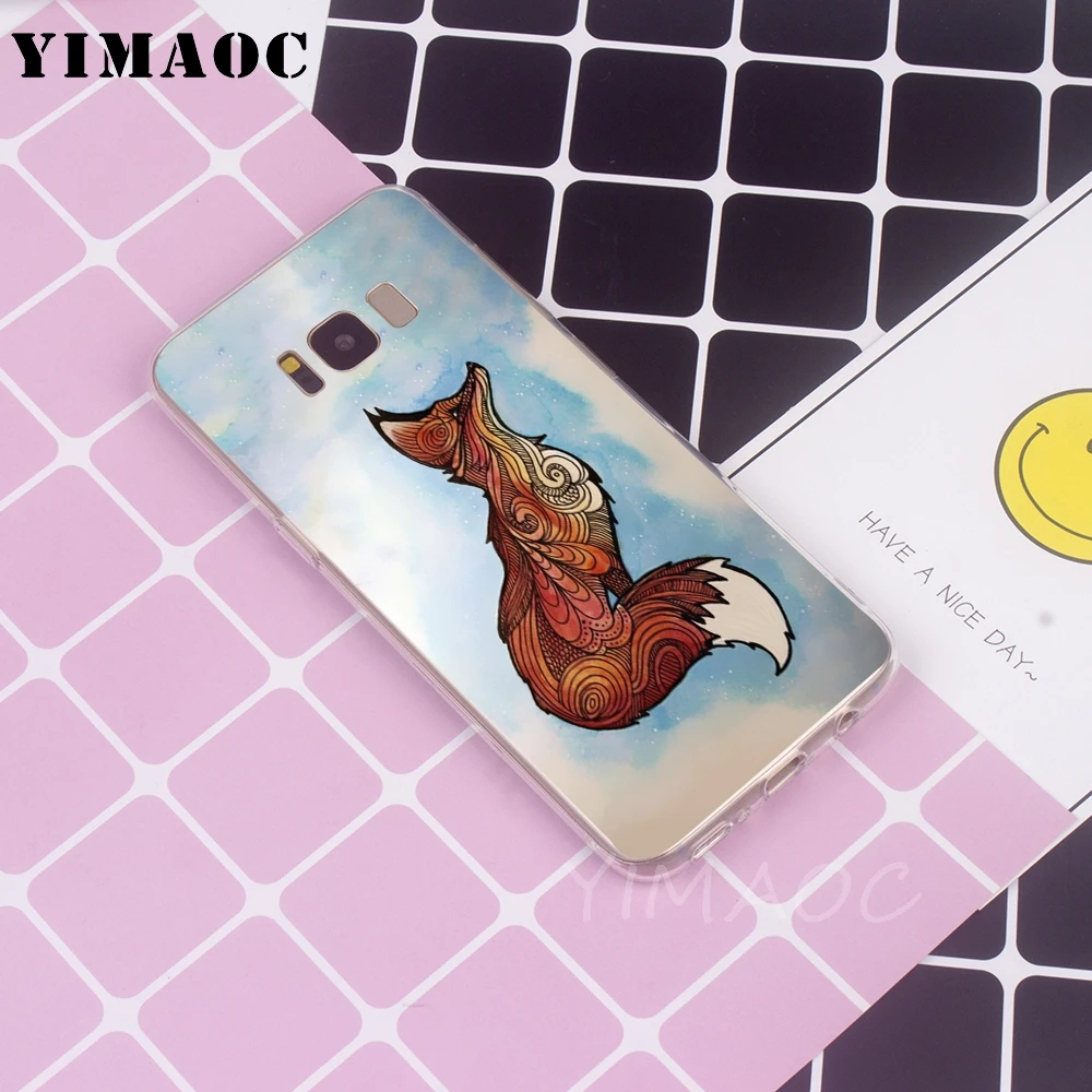 Мягкий ТПУ чехол YIMAOC ovely Animal Fox для Galaxy j3 j5 j6 j7 A5 2016 2017 A6 A9 2018 Note 8 9 S7 edge S8 S9 S10 Plus S10e |