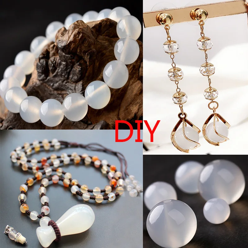 ААА Белый Агаты натуральный камень сердолик круглые бусины DIY браслет ожерелье
