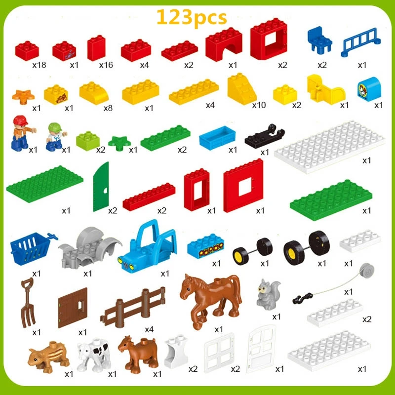 3 комплекта большой Duplo размер строительные блоки ферма животное крокодил слон
