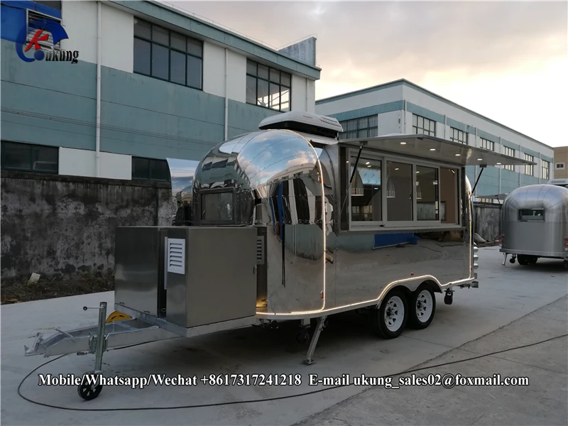 Airstream стиль блестящий нержавеющей стали пищевой прицеп, фургон для продажи еды
