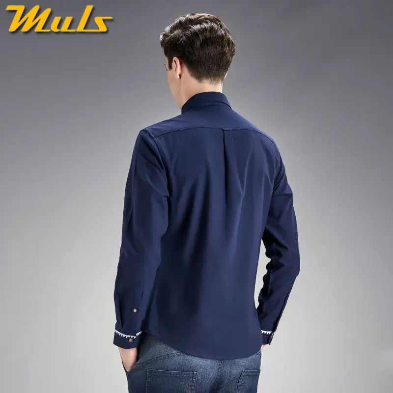 Повседневные мужские рубашки Muls брендовая одежда хлопок Оксфорд для мужчин с