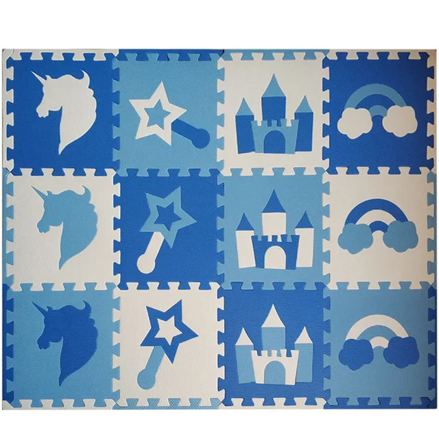 Blue-Skyblue-White ОТК 8/24 шт. Единорог Стиль детская пена EVA головоломки игровой коврик/детский коврик ковер блокируя Циновка для детей Плитки 30*30*1 см - Цвет: Blue-Skyblue-White