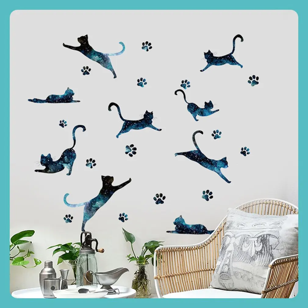 Романтическая звезда стикер на стену с кошкой фон самоклеющиеся