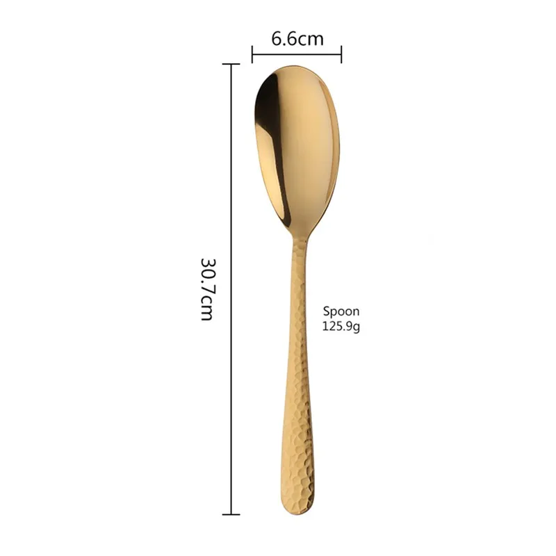 gold spoon 1 pc Салатная ложка или вилка ложка для смешивания 430 из нержавеющей стали, ресторанные ложки, столовая посуда с помощью инструментов «буфет» - Цвет: gold spoon 1 pc