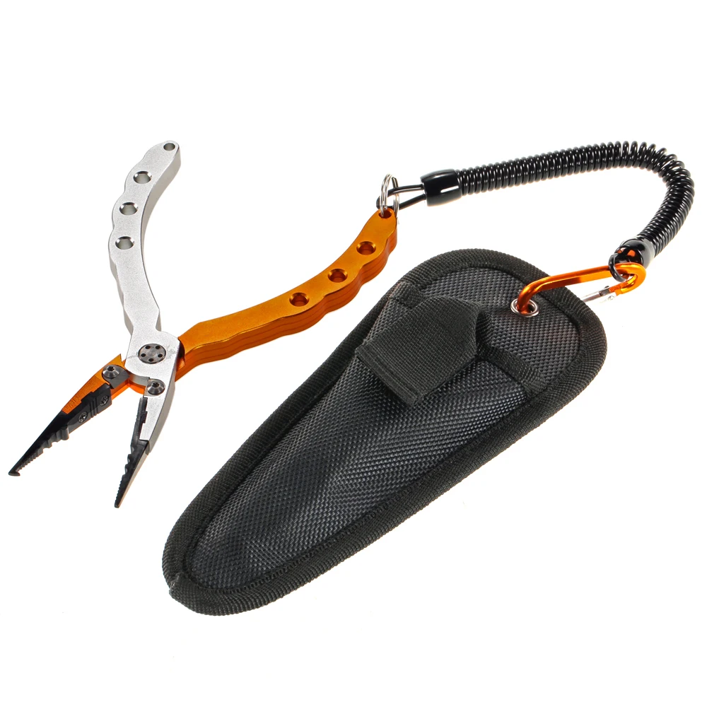 Fishing Multifunctional Plier Aluminum Fishing Pliers Braid Cutters Split Ring Hook Remover Fish Holder With Sheath And Lanyard