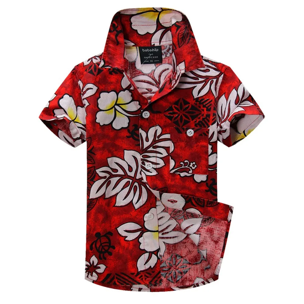 Хлопковая рубашка с цветочным принтом гавайская aloha для мальчиков T1530|shirts for boys|aloha