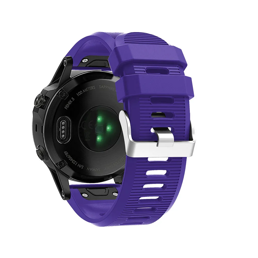 Фиолетовый 26 22 20 мм ремешок для часов Garmin Fenix 5X5 5S 3 3HR D2 S60 gps часы Quick Release силиконовый Easyfit ремешок на запястье - Цвет: Фиолетовый