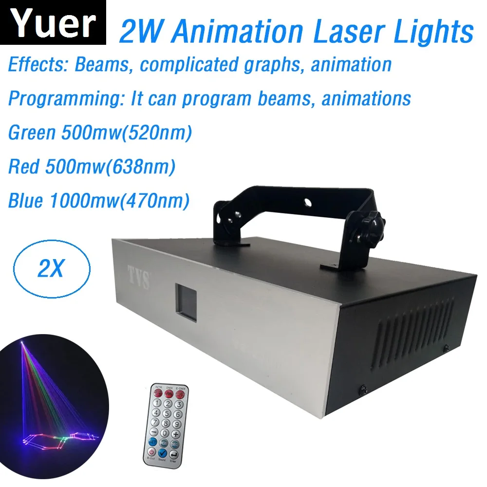 

Лазерные фонари 2 Вт RGB 3 в 1, сценическое освещение DMX анимационный лазерный прожектор, профессиональный сканер для шоу диджеев