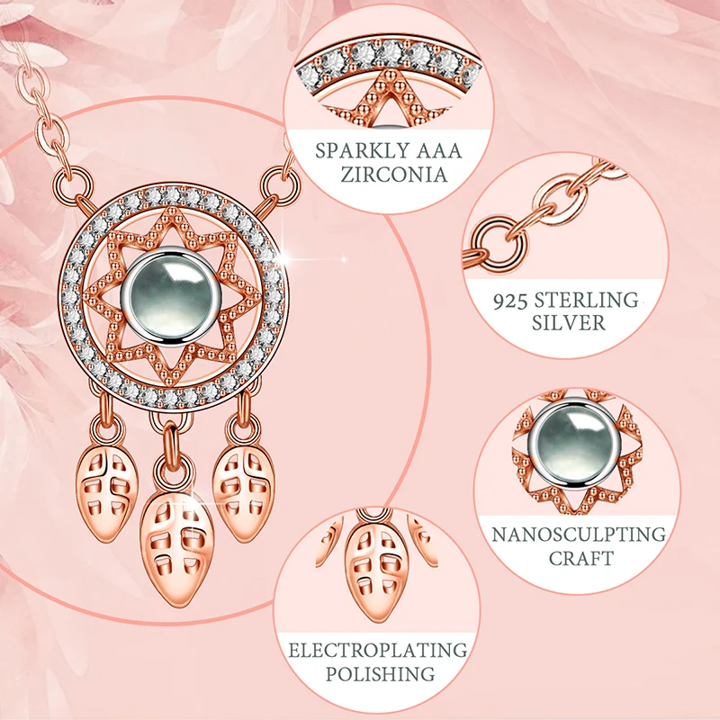 

Eudora 925 Sterling Silver Dream catcher Pendant 100 Language i love you Necklace for Women Girls Fashion Jewelry Romantic Gift