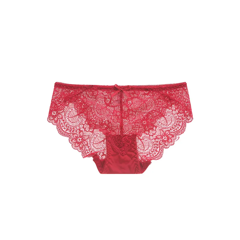 DEWVKV Women's Briefs Sexy Lace Breathable Low-Rise Panties Soft Solid Red Coffee White Blue Purple Black Fashion New Arrival ZC |