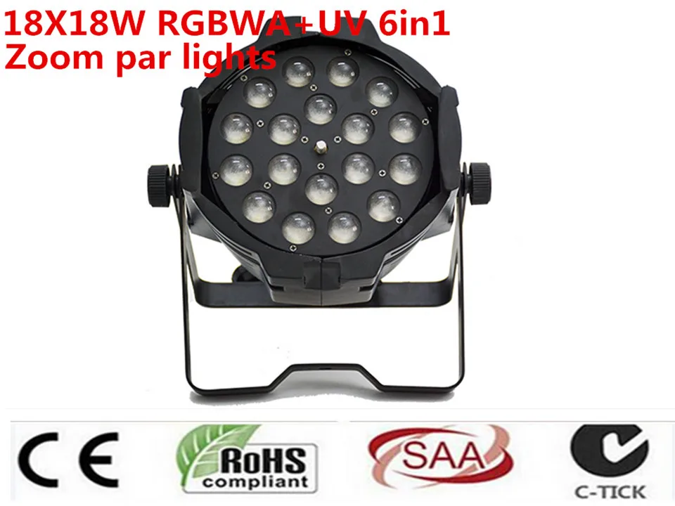 2 шт./Лот 18x18 Вт zoom par luce dmx luci dj 64 rgbwa uv 6 в 1 led per party дискотека|rgbwa 6in1|led parrgbwa |
