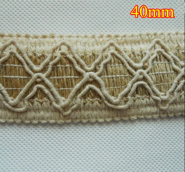 Деревенский оплетка из натурального джута и отделка хлопчатобумажной ткани 40 мм