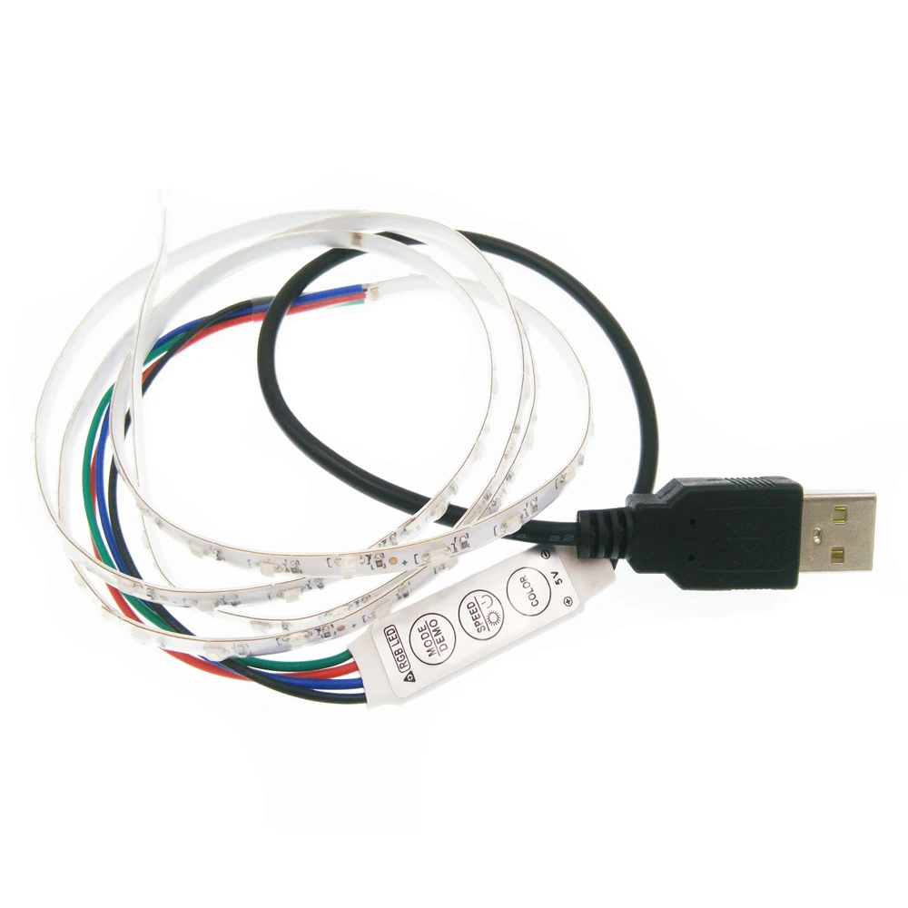5V USB светодиодный полосы светильник SMD1206 1 м проточной воды гибкий полоса s ТВ