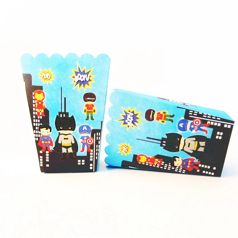 popcorn box 6pcs Мультфильм Мстители вечерние одноразовые посуда бумажные тарелки салфетки флаг чашки детская игрушка в ванную день рождения принадлежности и украшения - Цвет: popcorn box 6pcs