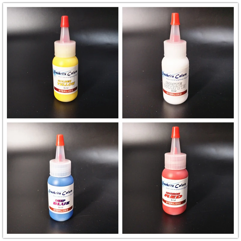 

5pcs Black White Blue Yollew Red Green Lavender Mixed color tattoo ink 30ml body painting kit permanent makeup pigment supply