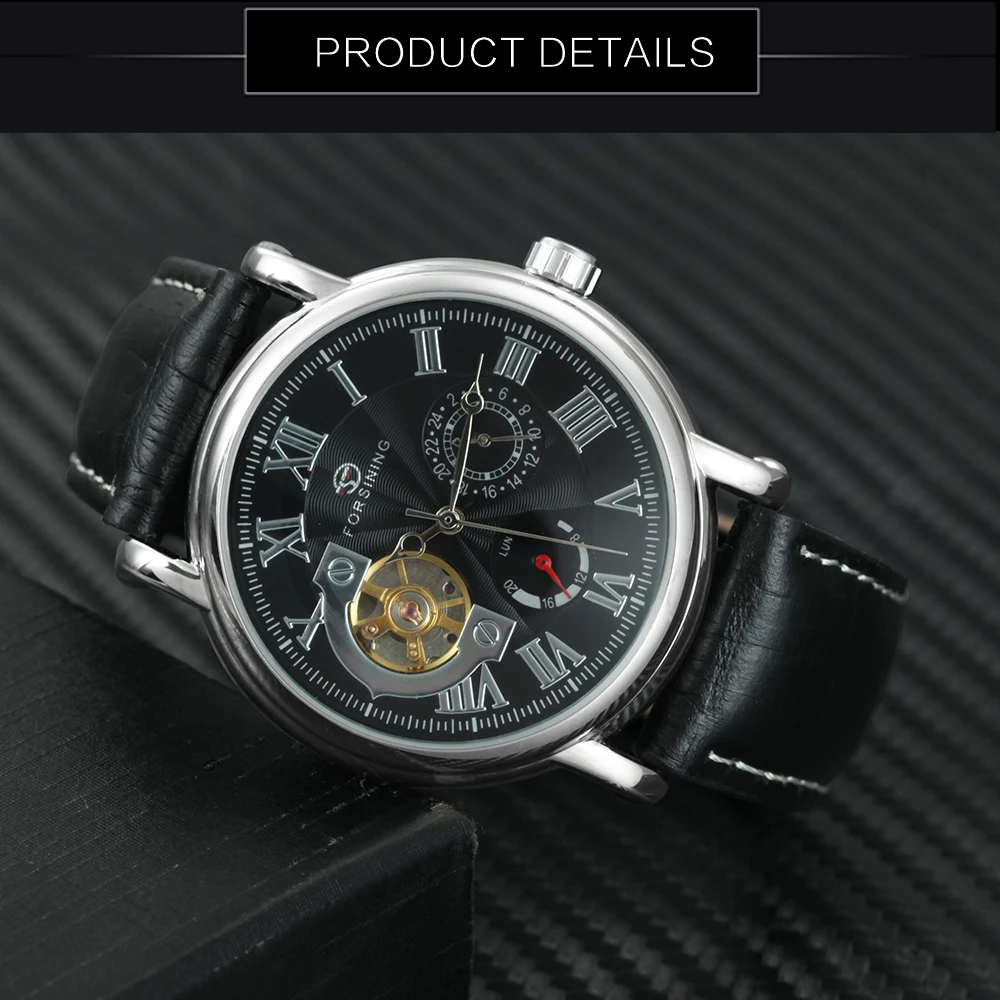 FORSINING Ретро Мужские автоматические механические часы Tourbillon любовные наручные