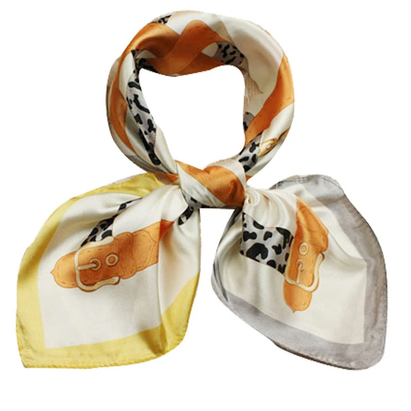 Шелковый шарф маленький атласный шейный бандана женский платок Снуды для волос