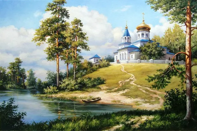5D алмазная живопись своими руками пейзаж икона церкви вышивка полная выкладка
