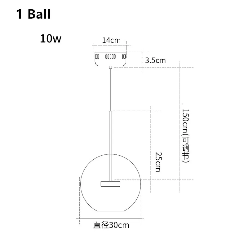 1 Ball Стеклянный шар люстра креативный мыльный пузырь Hanglamp столовая Ресторан люстры телесный современный светильник из стекла - Цвет абажура: 1 Ball