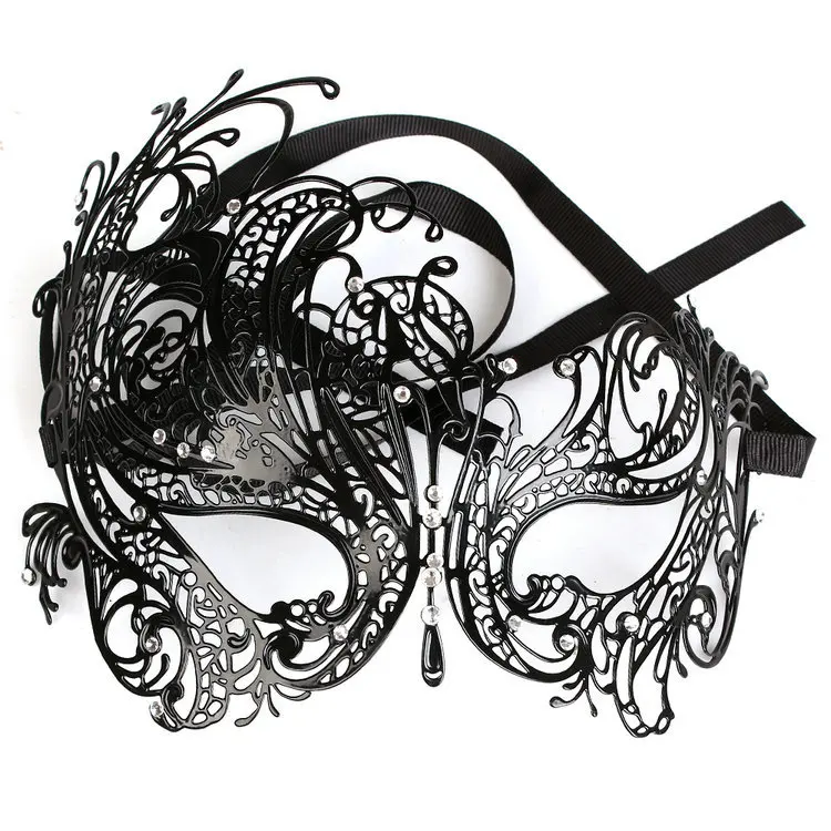 Венецианский маскарад принцесса маска горный хрусталь Лазерная резка черного