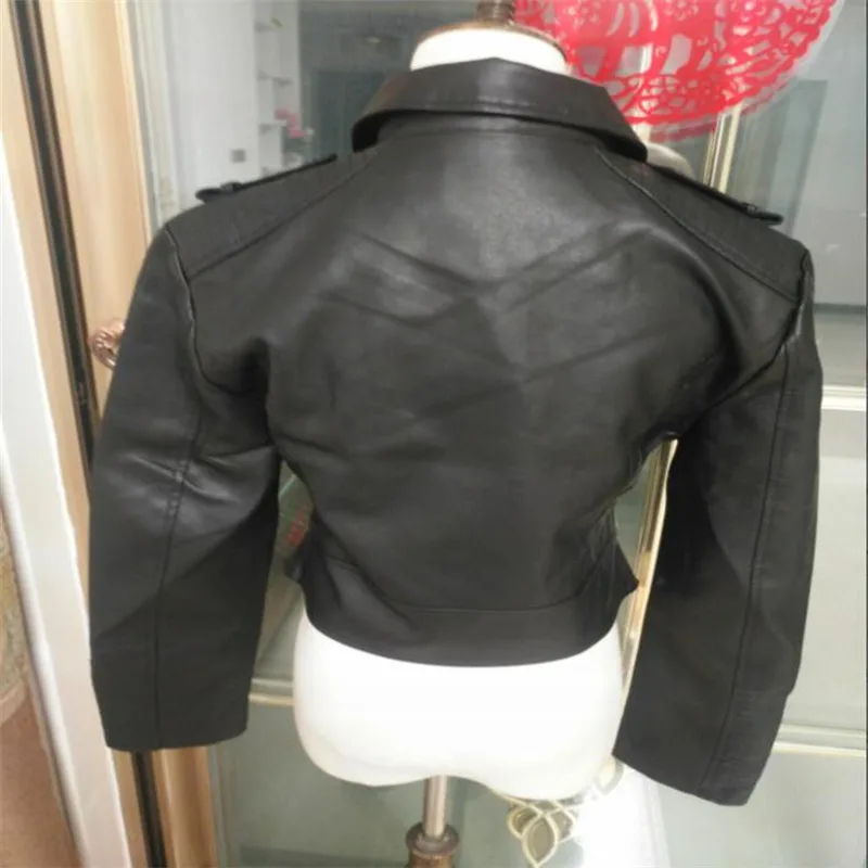 Осень 2018 женские черные приталенные крутые Куртки из искусственной кожи Милая