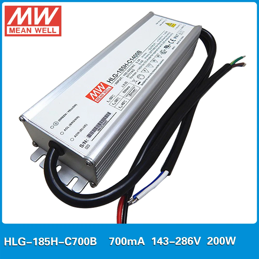 Светодиодный источник питания MEAN WELL с постоянным током HLG 185H C700B 143 286 в 200 мА Вт PFC