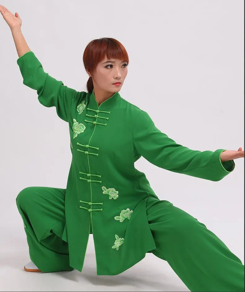 Костюмы для выступлений taijiquan зеленые/белые костюмы занятий боевыми искусствами