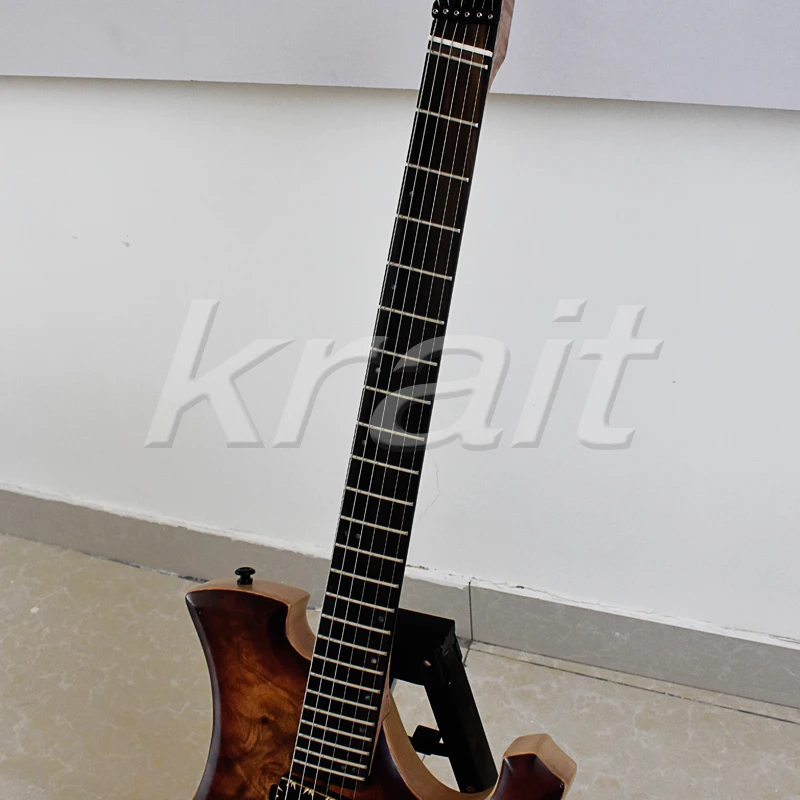 Безголовая гитара ebony fanned fret электрическая гитара ash body Camphor Burl Топ вверх вниз тремоло