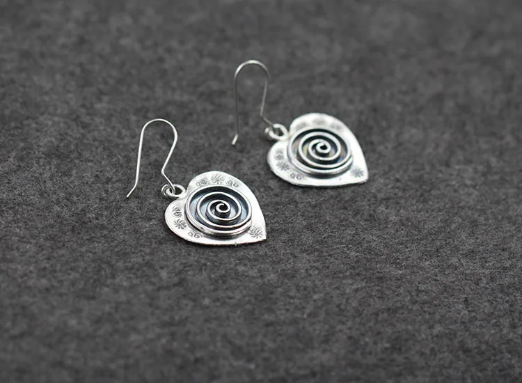Оптовая продажа серебряные Винтажные серьги в форме сердца ручной работы из