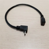 10pcslot 90 degree downward right angle micro usb extension data cable male to female black 25cm