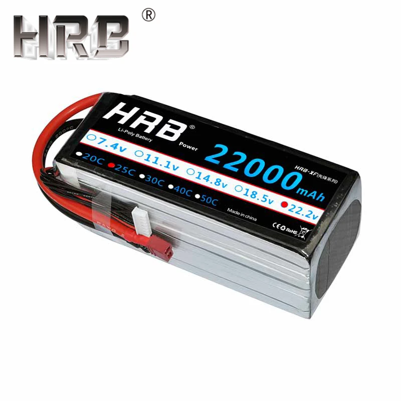 HRB 22000mAh 7,4 V Lipo аккумулятор 11,1 V 14,8 V 18,5 V 22,2 V 25C T Deans женский 2S 4S 5S 6S 3S RC вертолет самолет скейтборд запчасти