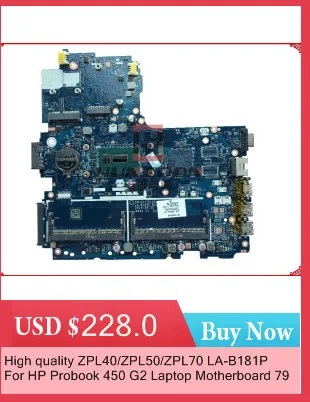 Оригинальная материнская плата для ноутбука hp Probook 450 G2 782951-501 ZPL40/ZPL50/ZPL70 LA-B181P I3-4005U W8STD полностью протестирована