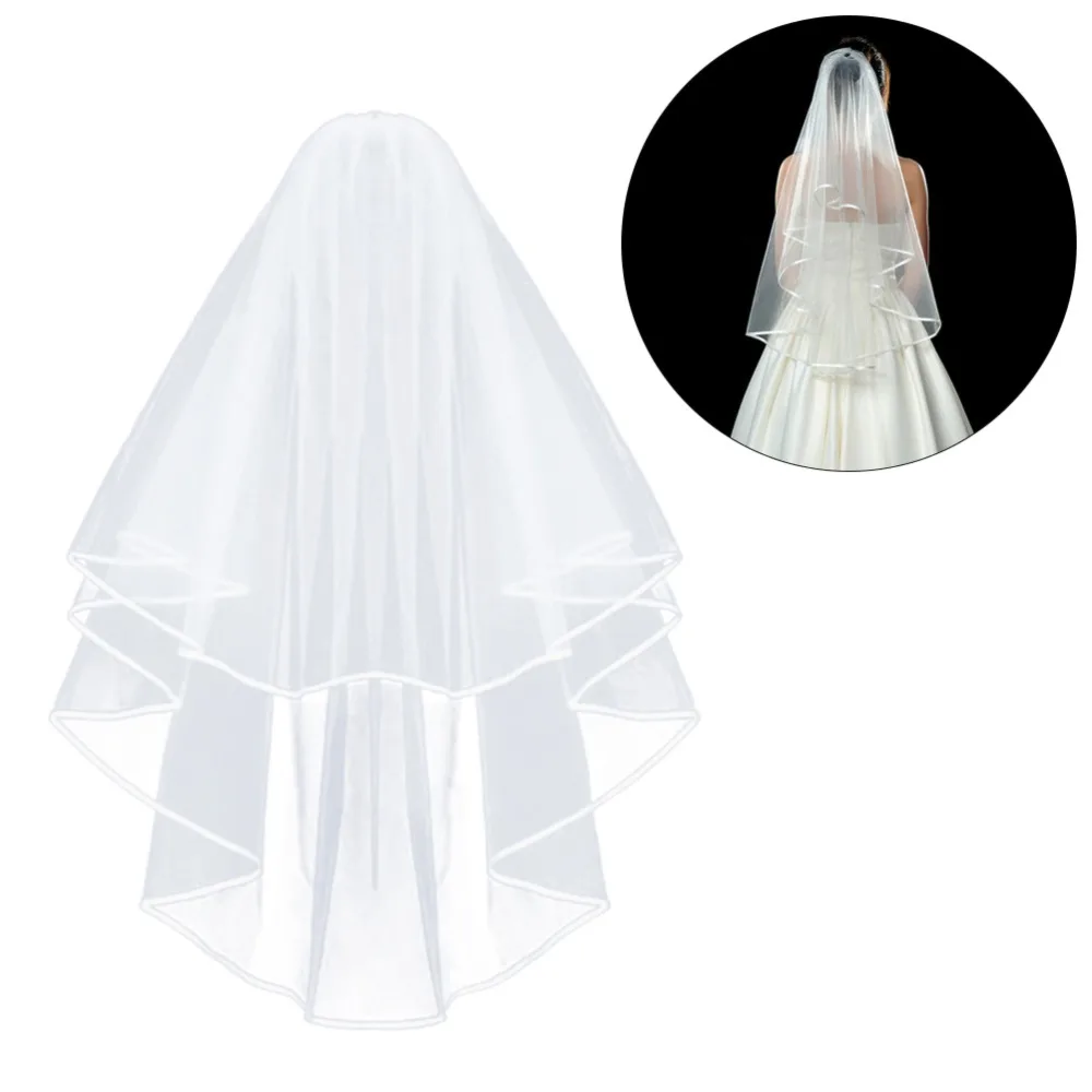 Свадебная фата с гребнем и кружевной лентой белый бежевый цвета|veil bridal|bridal veilwedding