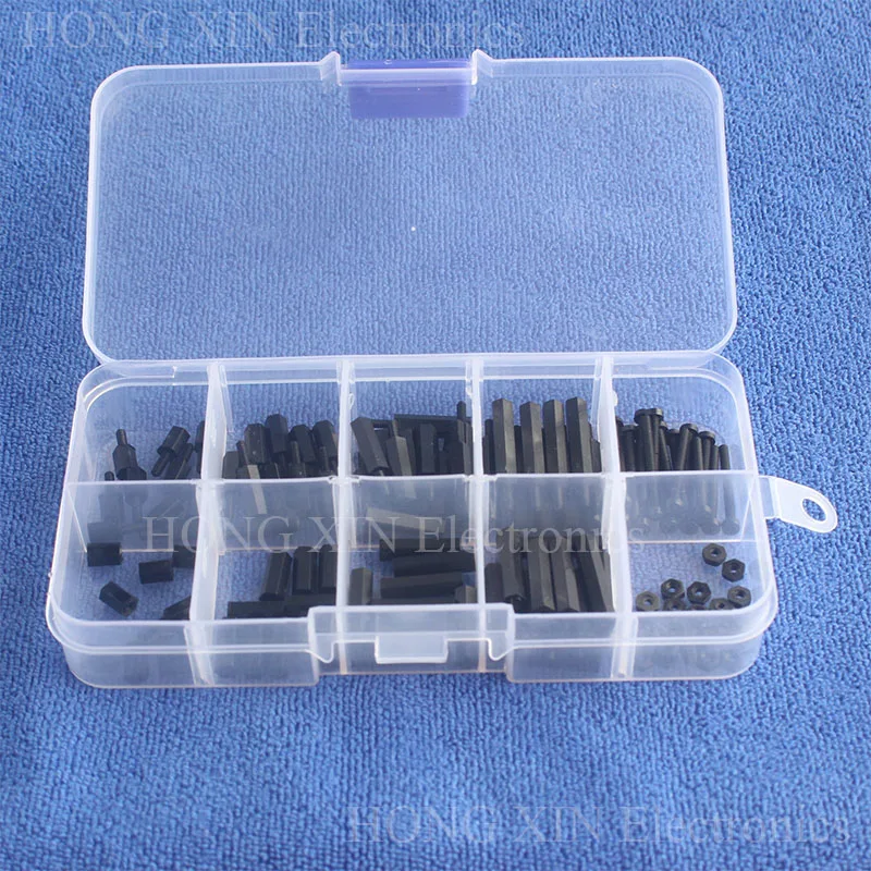 120 шт. черные нейлоновые стандартные гайки M2 для мужчин женщин и женщин|nylon m2|spacers