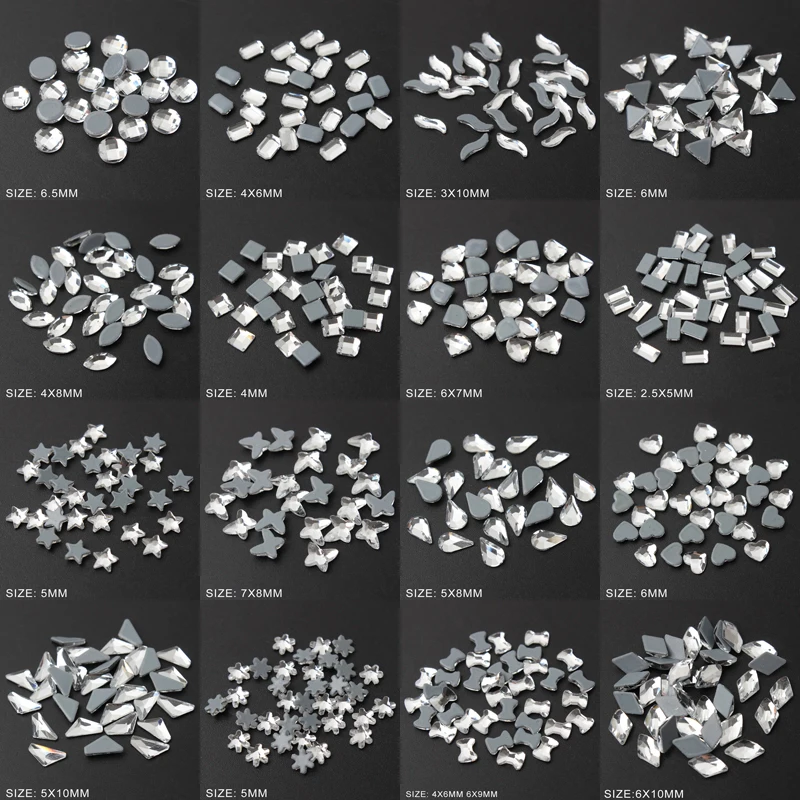 NEW! AAA Grade High quality Crystal Clear 30/100pcs 30 shape hot-fix/glue on Rhinestone for Nail art garments Free shipping | Дом и сад