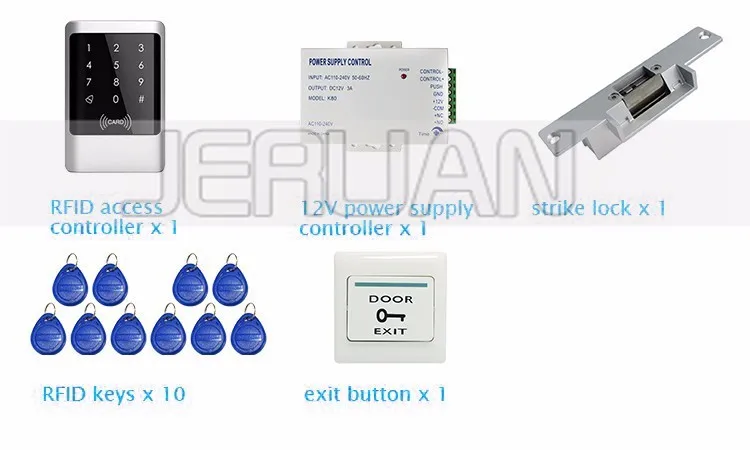 JEX DIY водонепроницаемый Rfid дверной комплект контроля доступа с электрическим ударным замком+ 10 RFID карта брелка