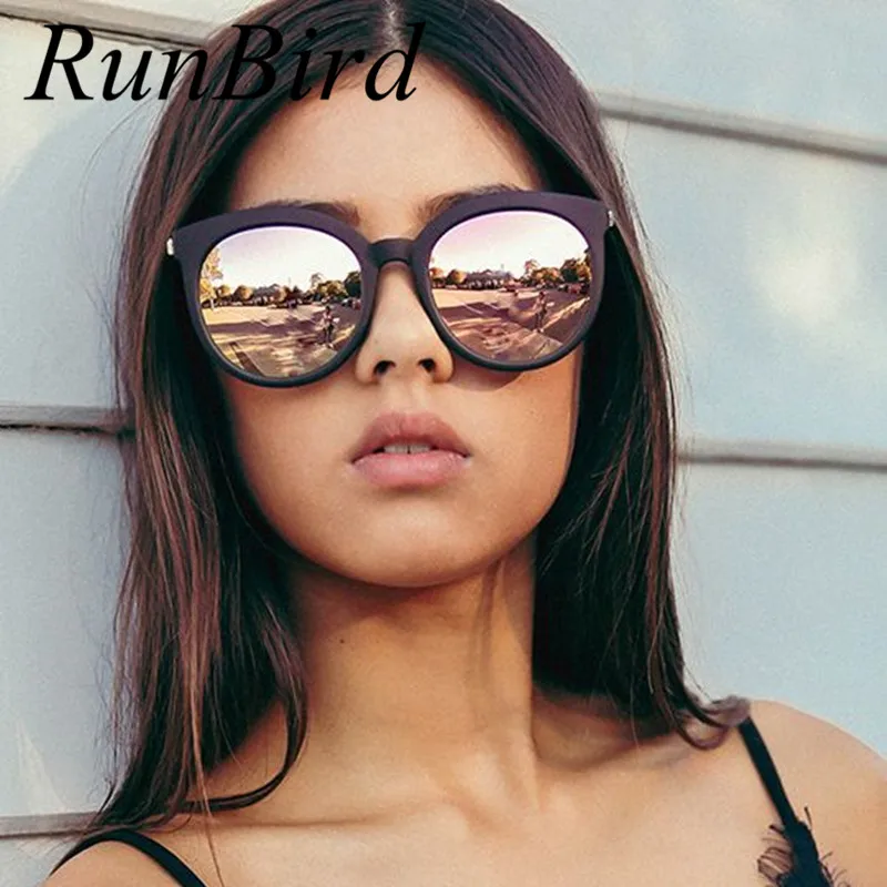 RunBird New Негабаритных Cat Eye Солнцезащитные Очки Женщины Мода Лето Стиль Большой Размер Кадра Зеркало Солнцезащитные Очки Женский Óculos UV400 741