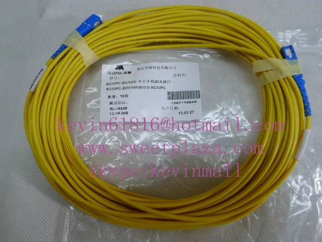 20 м 3 мм SC-SC перемычки из оптического волокна однорежимный одножильный пачкорд
