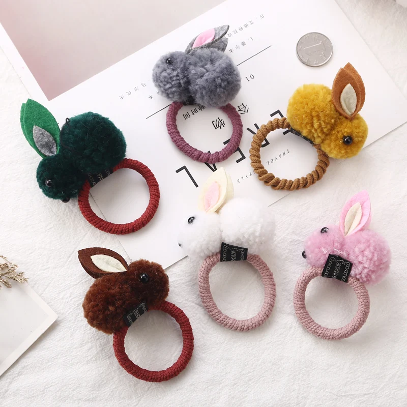 Новинка 2019 модные милые заколки для волос с шариками из кроличьего меха девочек