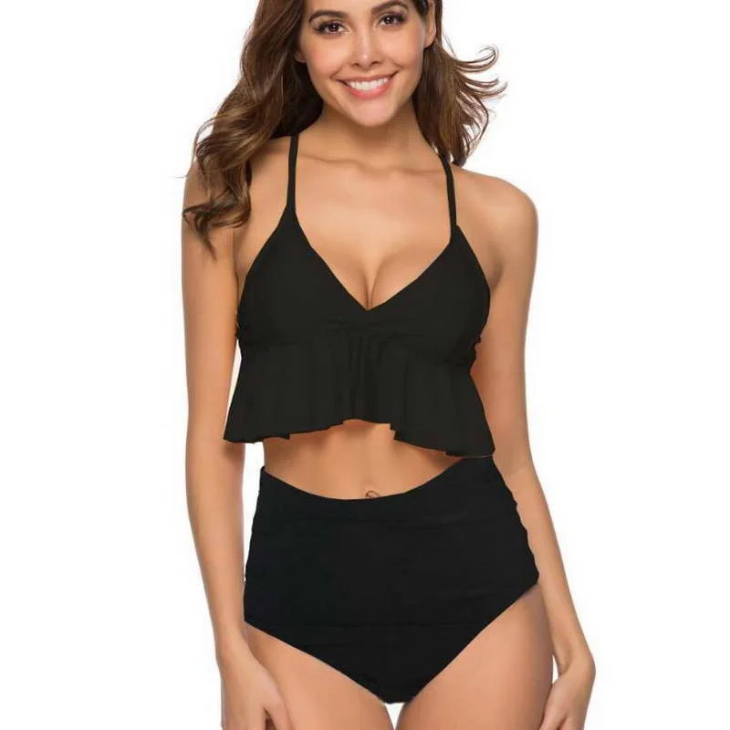 Женский сексуальный купальник с высокой талией глубоким v образным вырезом и