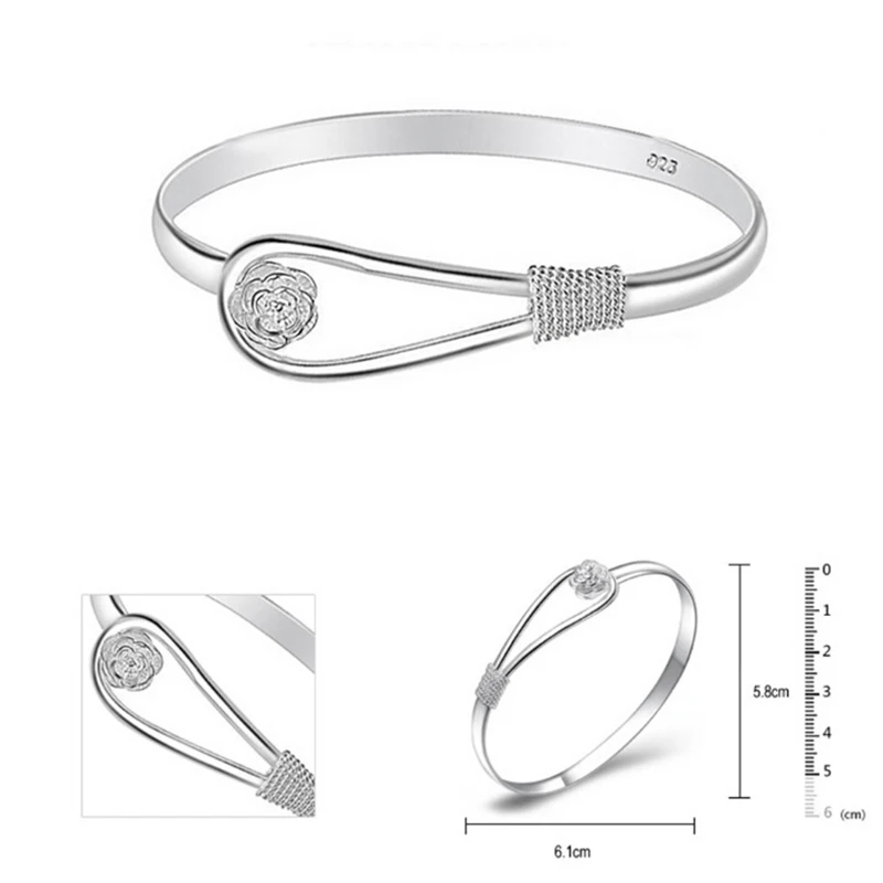 2017 Fashion Style Silver Plated Simple Rose Cuff Bangle Bracelet New Great Women Jewelry | Украшения и аксессуары