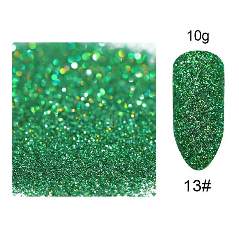 10g-color013 10 г/пакет голографическая Лазерная пудра для ногтей Блеск для дизайна ногтей 5 г мерцающий хромированный пигмент для ногтей пыль DIY дизайн для дизайна ногтей для гель-лака - Цвет: 10g-color013