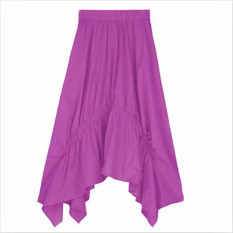 Женские летние хлопковые юбки ярких цветов Необычные однотонные универсальные